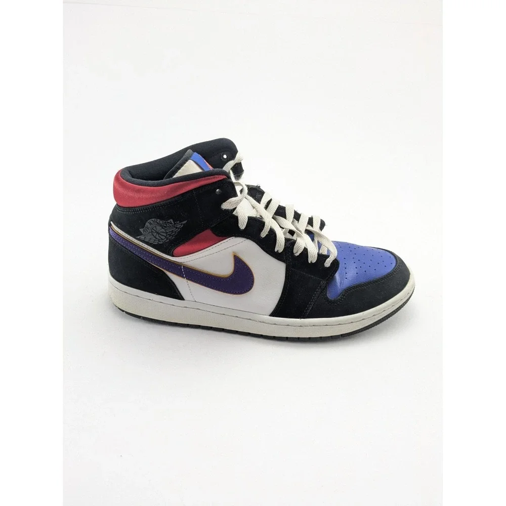 Mens Nike Air Jordan 1 Mid Se Rivals Black Red Blue Shoes 852542-006 Size 10.5